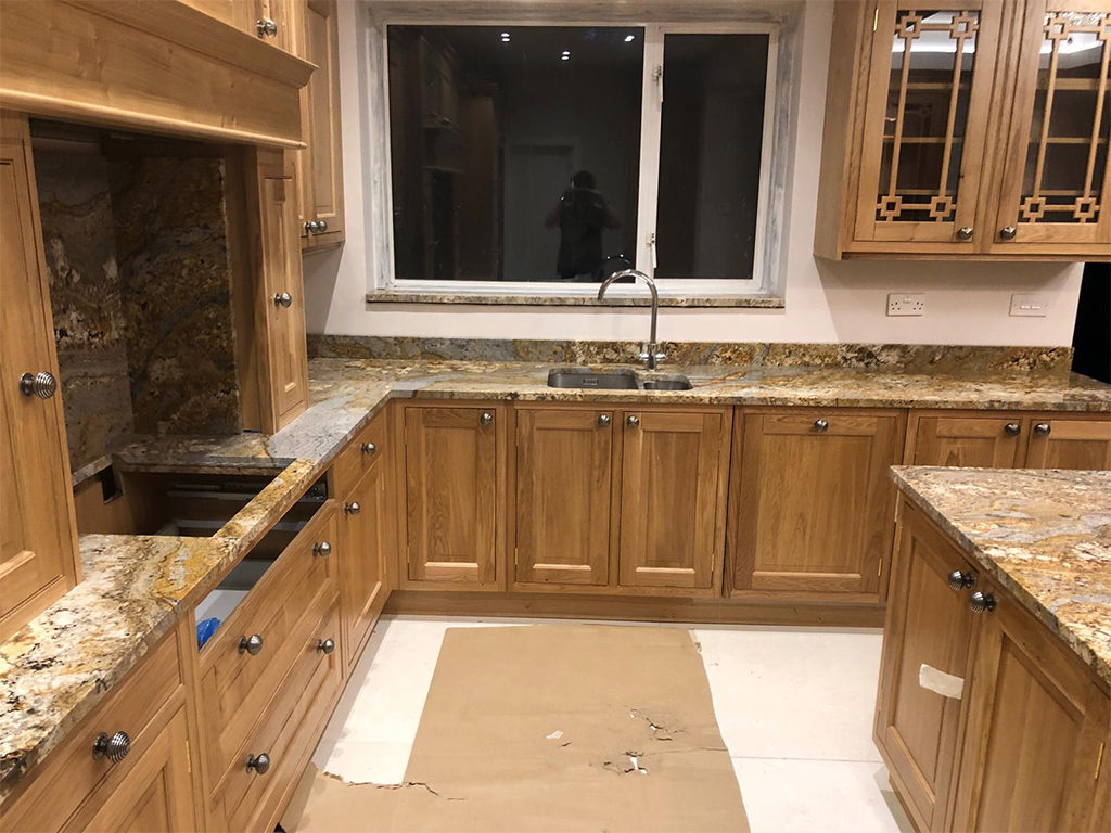 Paisley gold granite kitchen worktops